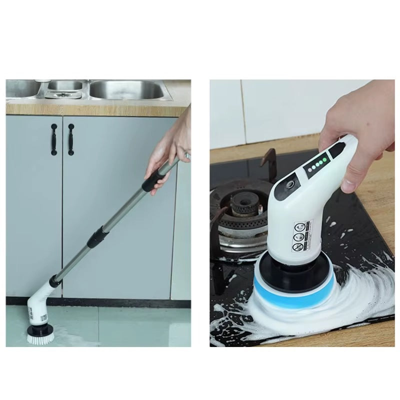 Escova Electrica Limpieza Hogar, Cepillo Limpieza Hogar con 9 Cabezales Reemplazables y Impermeable IPX7, Fregadora Giratoria Eléctrica